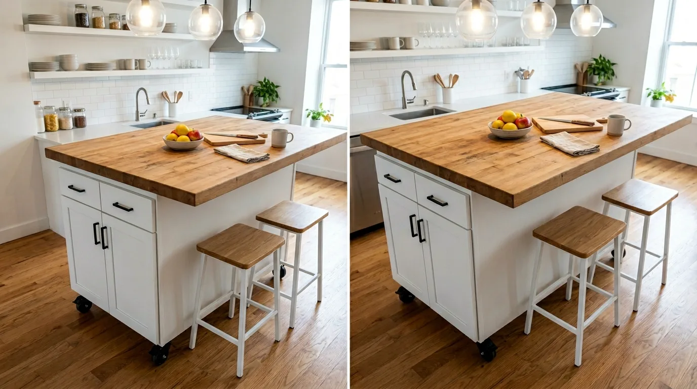 A creative kitchen nook alternative with corner desk dining hybrid, no people
