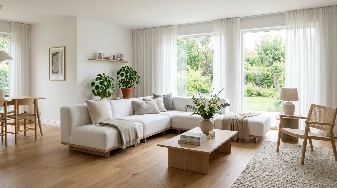 An adaptable modular sofa separating into compact lounge chairs, no people