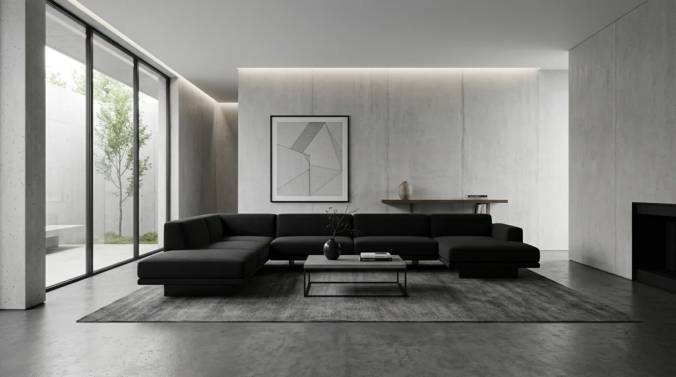 An adaptable modular sofa with movable ottoman sections, no people