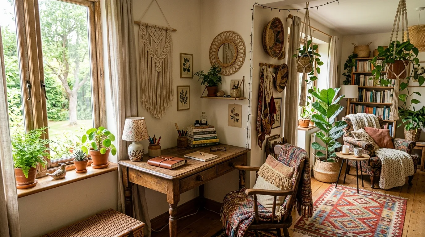 A functional living room table used as desk by day and dining surface later, no people