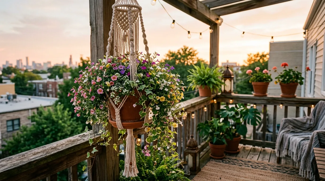 A narrow front yard strip transformed into a mini flower garden with repeating blooms beside a walkway in natural light, no people