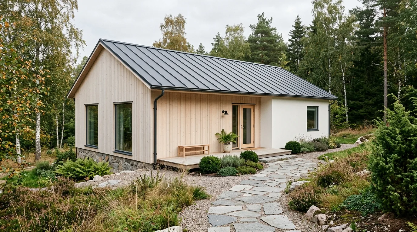 A modern home frontage with horizontal fencing and clean lines, no people
