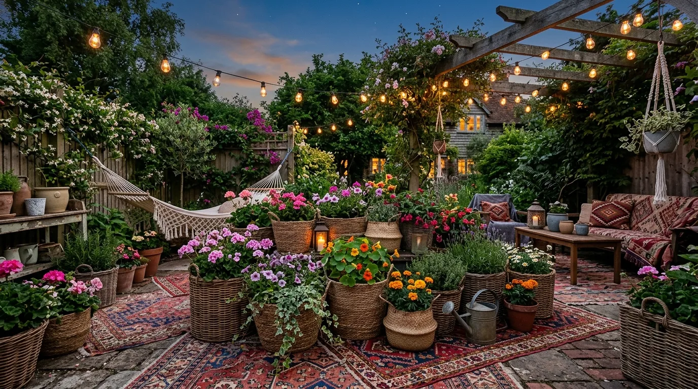 Industrial metal flower pot designs with a stylish herb garden, no people