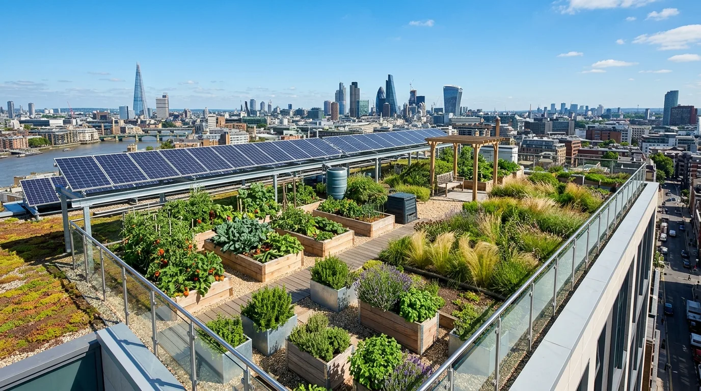 A wildlife friendly hedge line in a sustainable green yard, no people