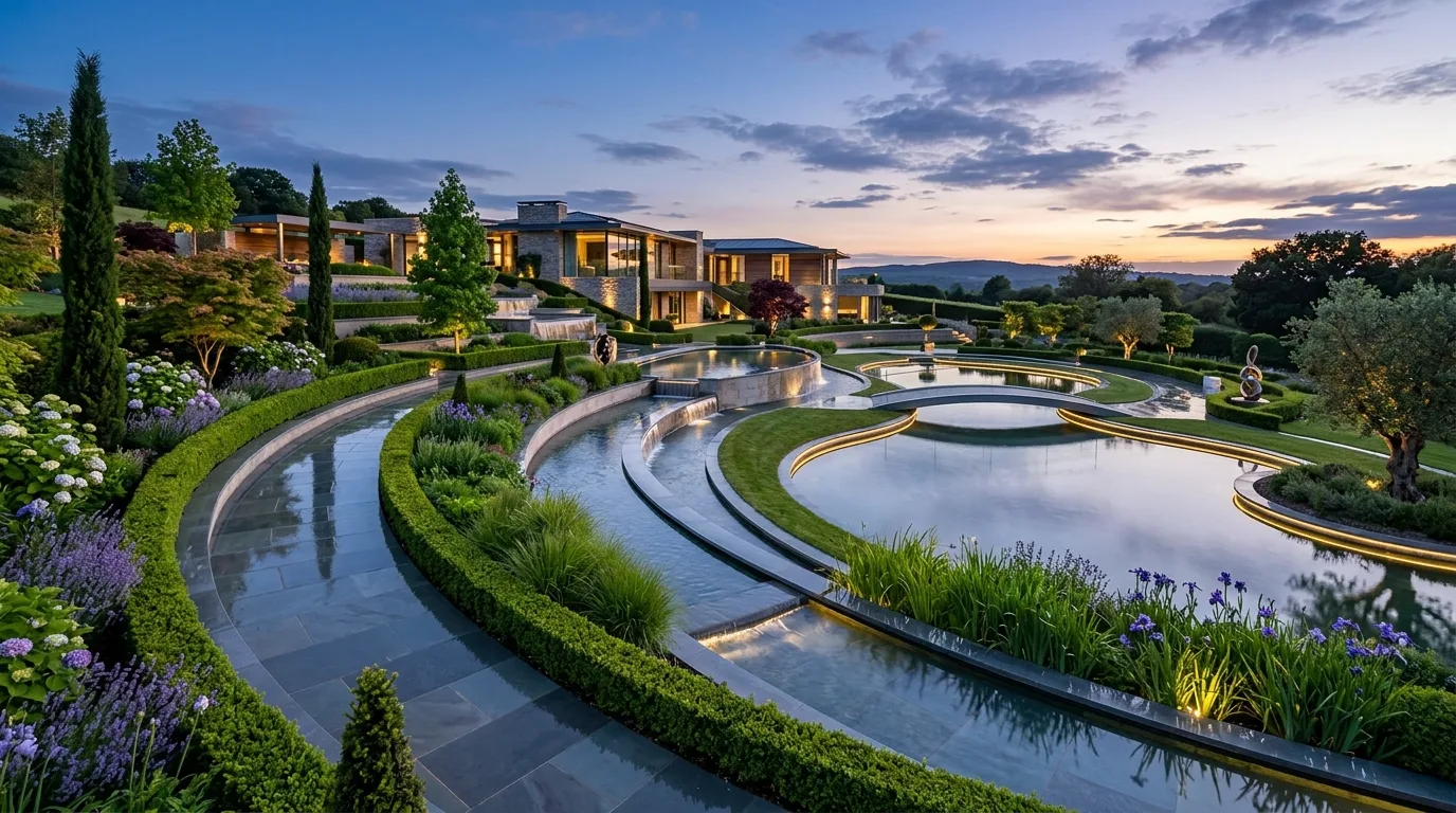 A graceful curved landscape with harmonious organic flow, no people