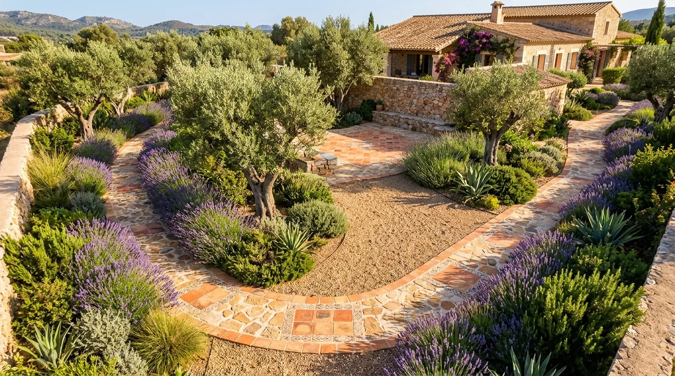 A landscape paving design with circular court for gathering, no people