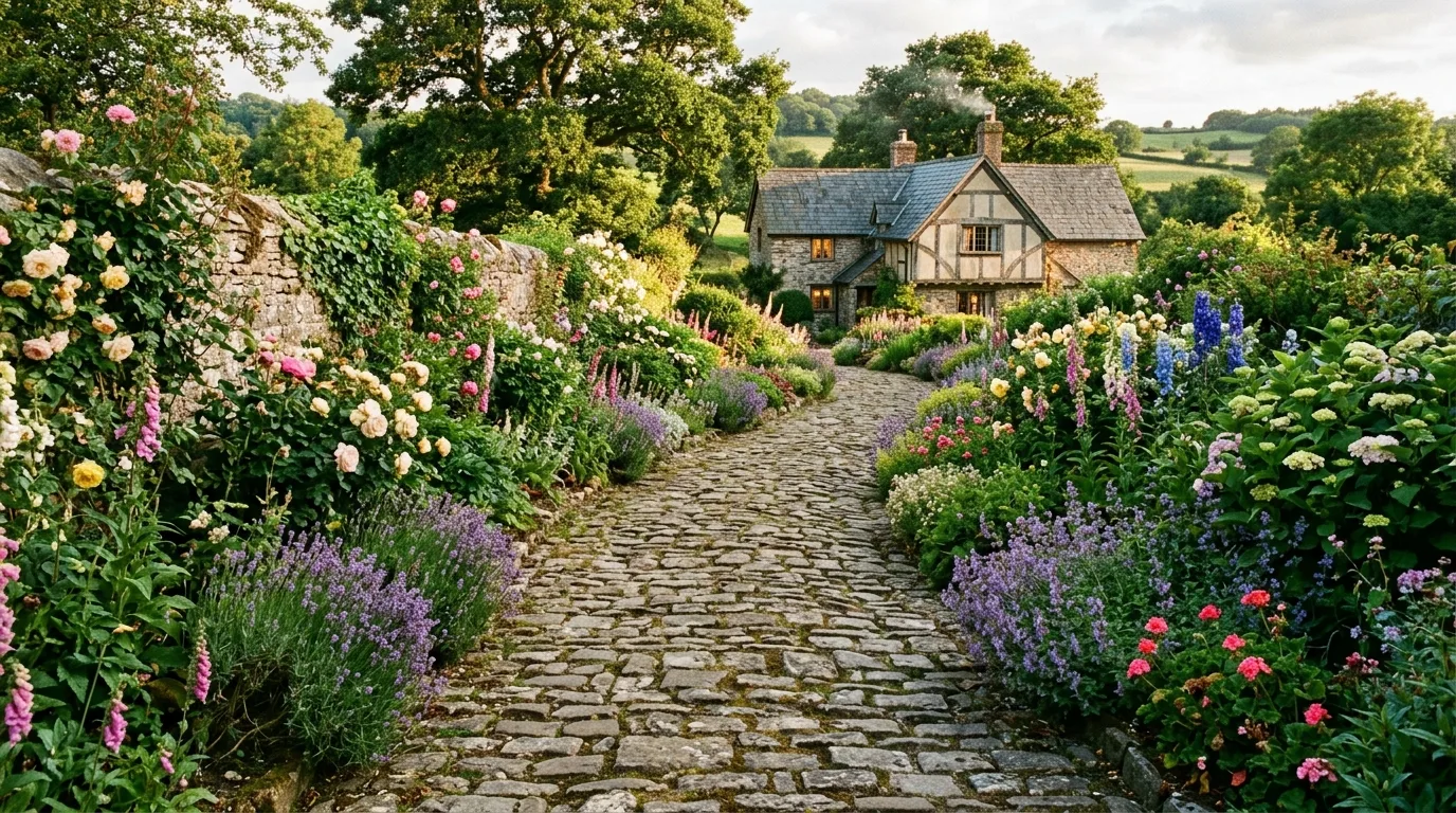 A stylish landscape paving design using pattern changes for zones, no people