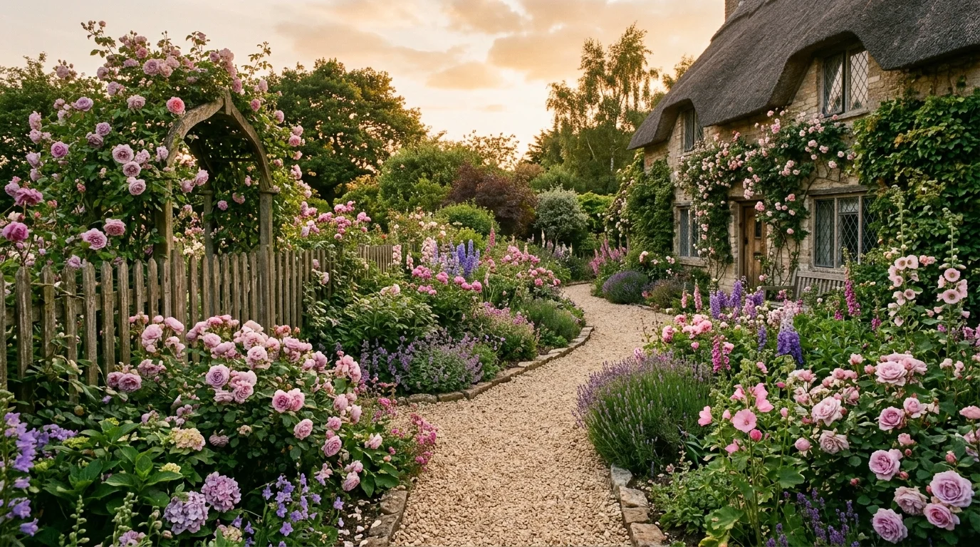 A dreamy backyard moon garden with pale blooms, soft planting, and evening outdoor retreat beauty, no people