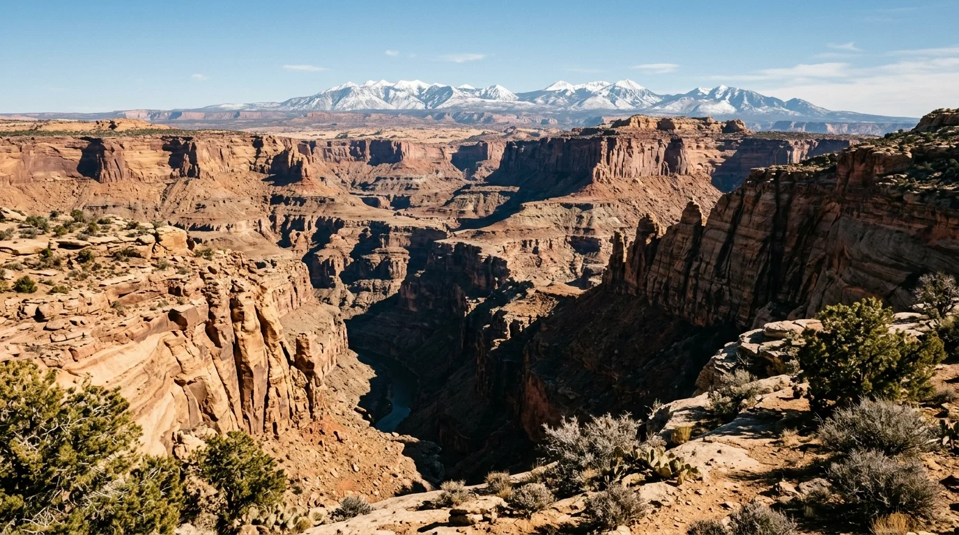 A mountain landscape with evergreen structure and majestic year-round natural design, no people