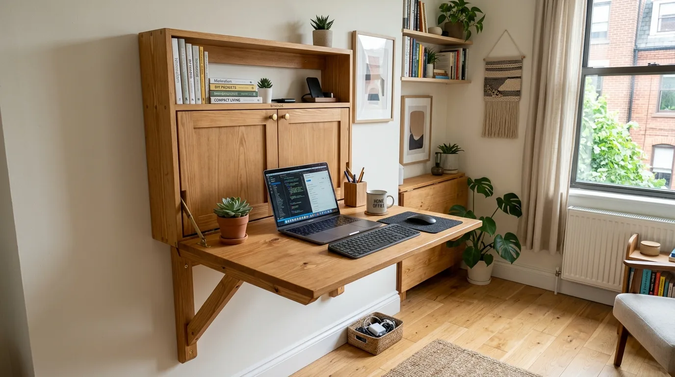 A DIY standing desk with a lower keyboard shelf and open base in a clean workspace, no people