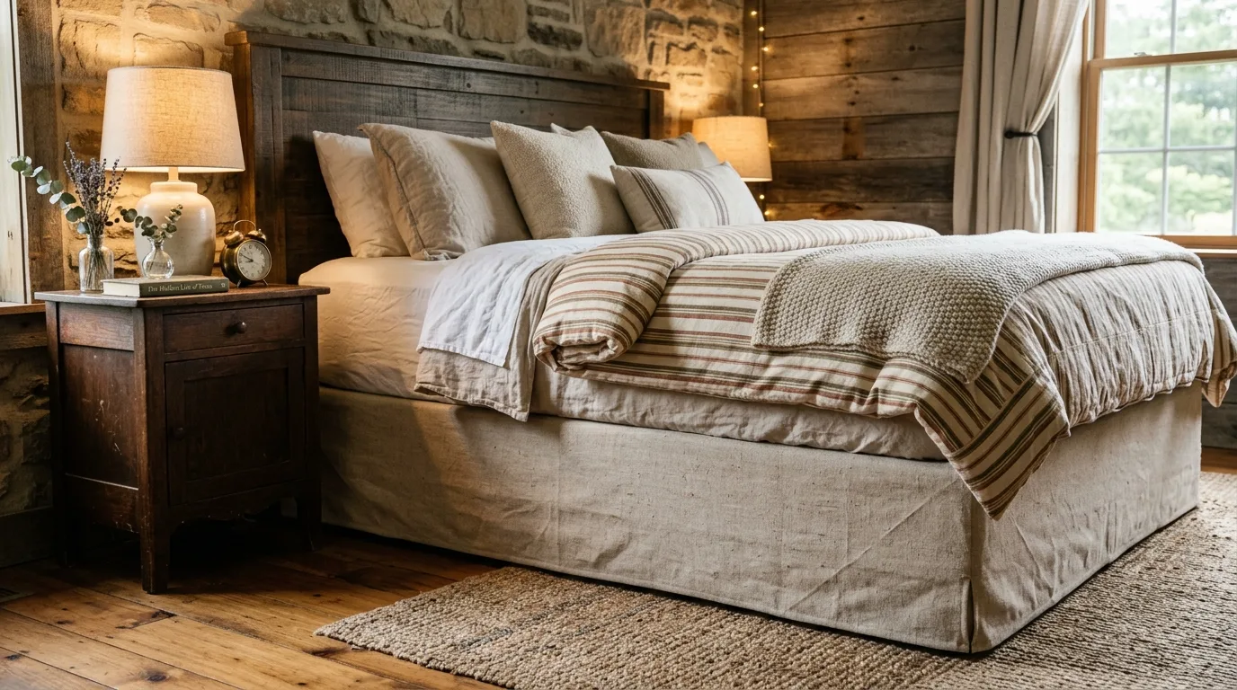 A renter friendly DIY box spring cover with a Velcro wrap design, no people