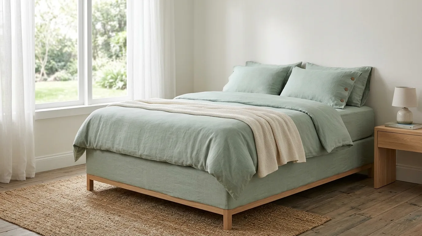 A smooth fitted white DIY box spring cover with hotel inspired style, no people