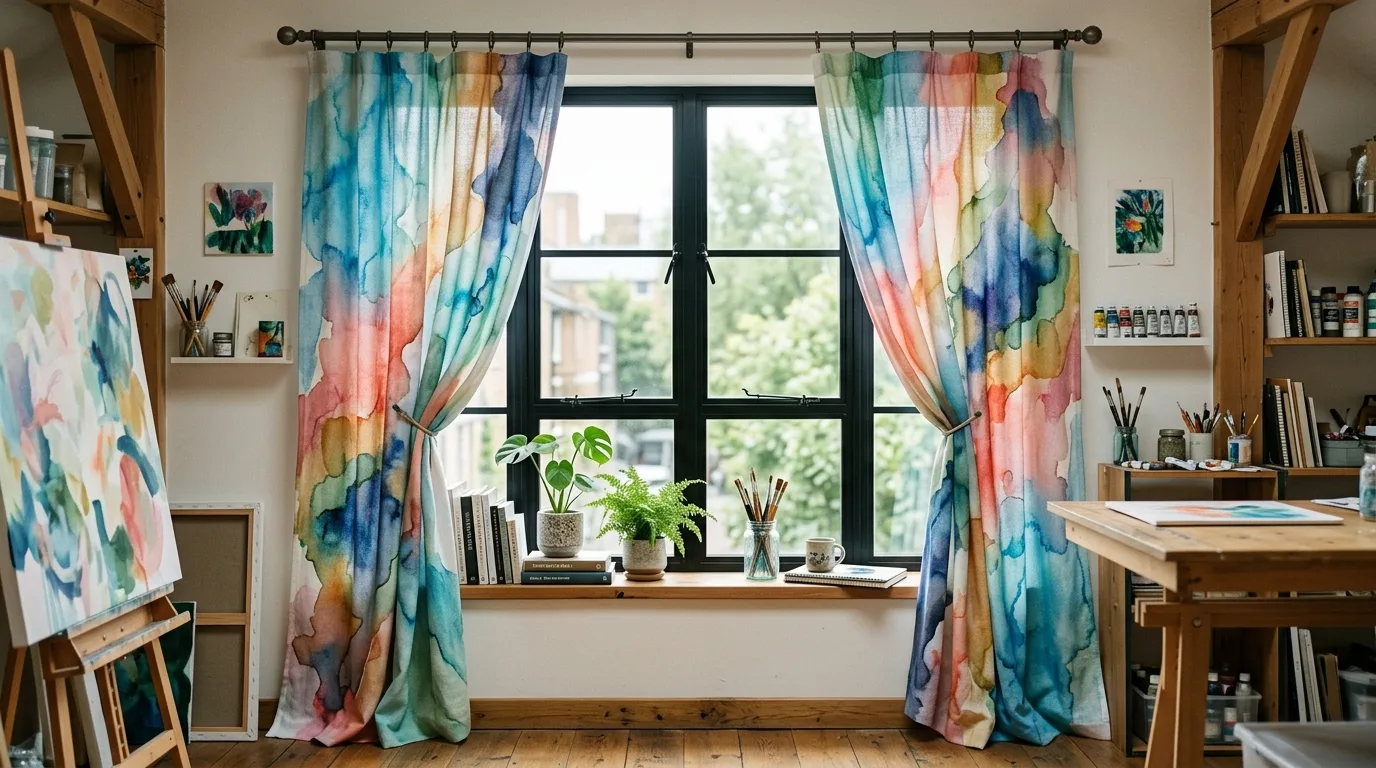 Unique tie top linen curtains with a cottage feel, no people